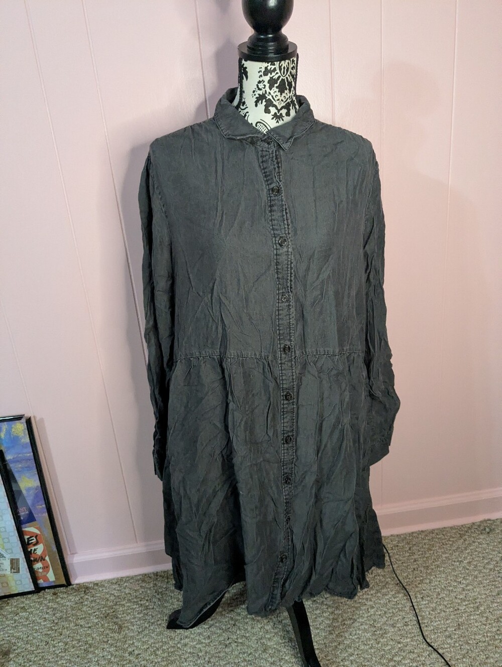 gray button up dress - size 3xl